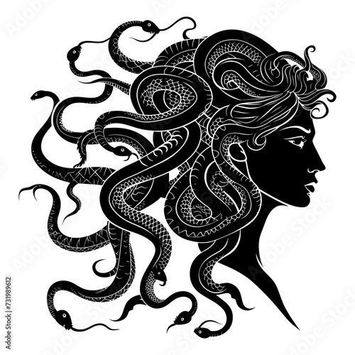 Silhouette Medusa the Mythical Creature With Hair of Snake