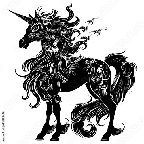 Silhouette Kirin the Mythical Creature black color only © NikahGeh