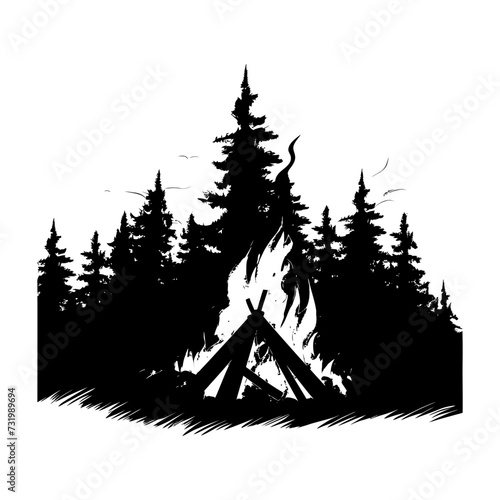 Silhouette bonfire simple style black color only