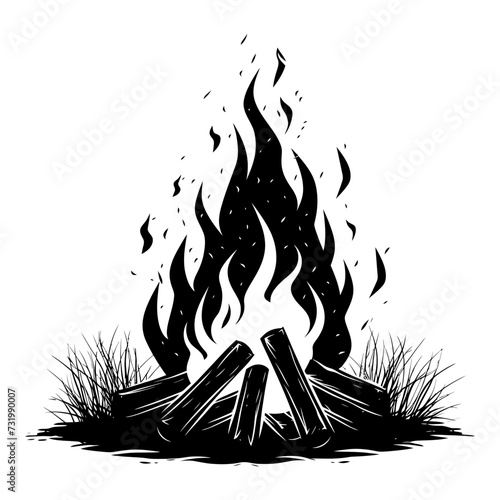 Silhouette bonfire simple style black color only