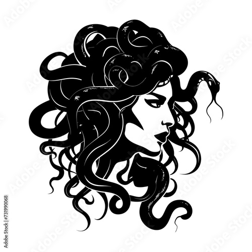 Silhouette Medusa the Mythical Creature With Hair of Snake