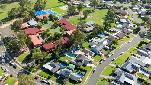Drone aerial photograph of the Werrington County Public School in the greater Sydney region on New South Wales in Australia