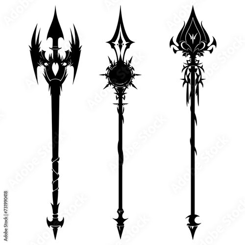 Silhouette mace weapon in mmorpg game black color only