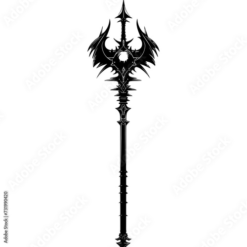 Silhouette mace weapon in mmorpg game black color only
