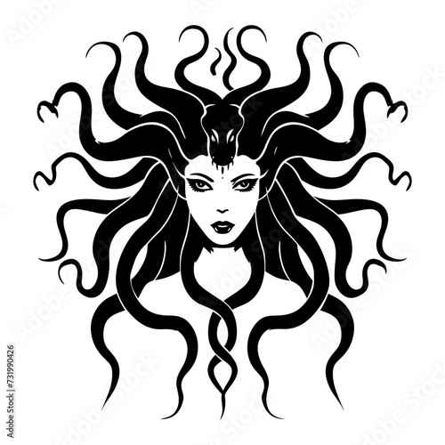 Silhouette Medusa the Mythical Creature With Hair of Snake © NikahGeh