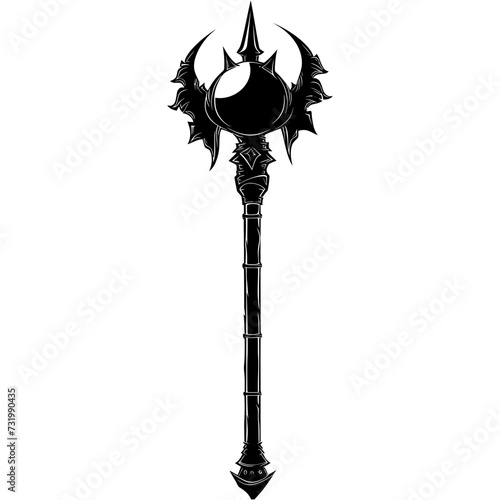 Silhouette mace weapon in mmorpg game black color only