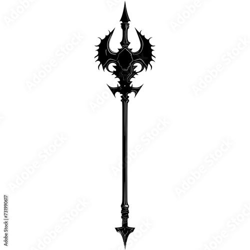 Silhouette mace weapon in mmorpg game black color only