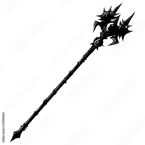 Silhouette mace weapon in mmorpg game black color only