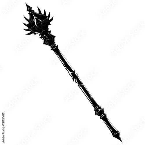 Silhouette mace weapon in mmorpg game black color only