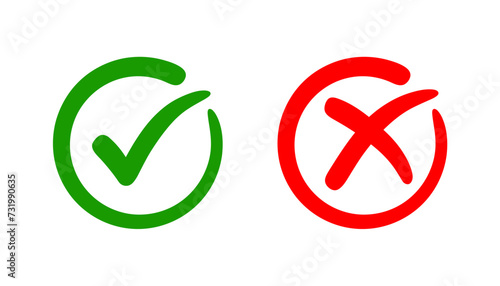 Check mark and cross button vector