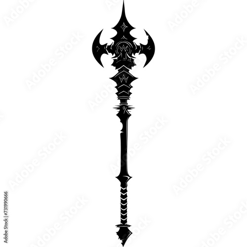 Silhouette mace weapon in mmorpg game black color only
