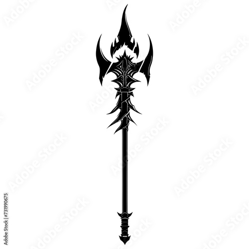 Silhouette mace weapon in mmorpg game black color only