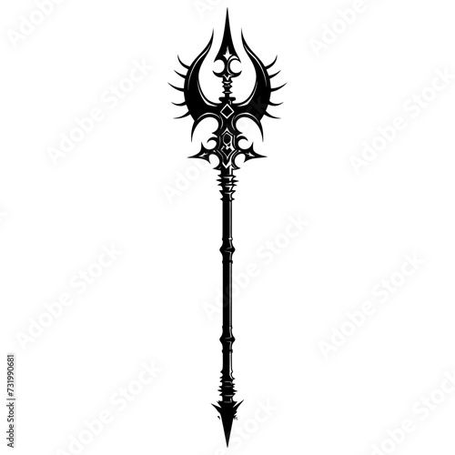 Silhouette mace weapon in mmorpg game black color only