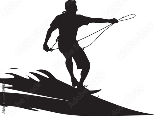 kiteboarding silhouette vector illustration