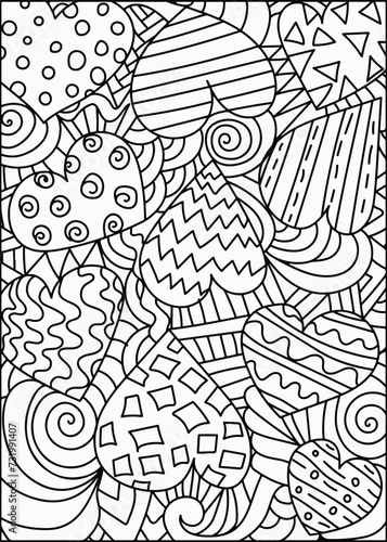 Heart coloring page, decorative painting activity