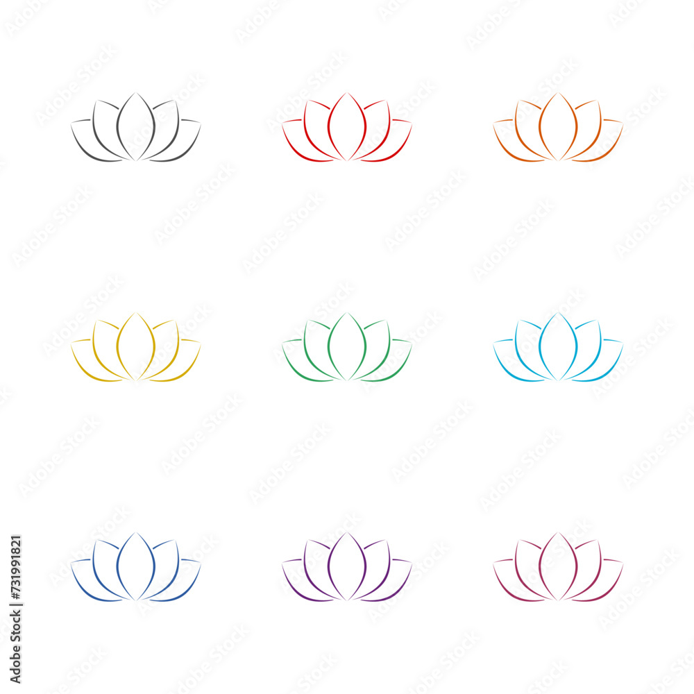 Lotus logo icon isolated on white background. Set icons colorful Lotus logo icon isolated on white background. Set icons colorful