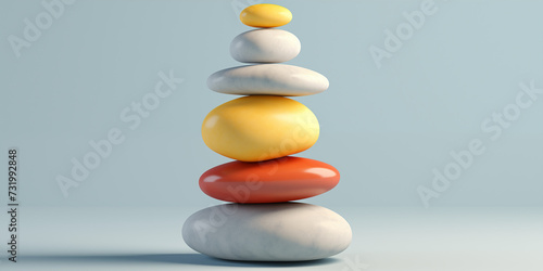 A stack of stones of different colors  neatly stacked on top of each other. Visually appealing balance composition