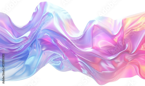 Vibrant Holographic Waves Isolated on White Background. A Mesmerizing Texture of Flowing Colors and Shapes