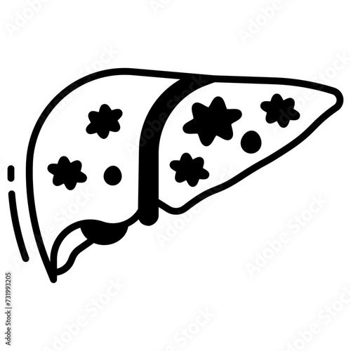cirrhosis glyph and line vector illustration