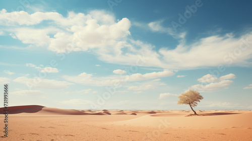 lonely dry tree in desert landscape