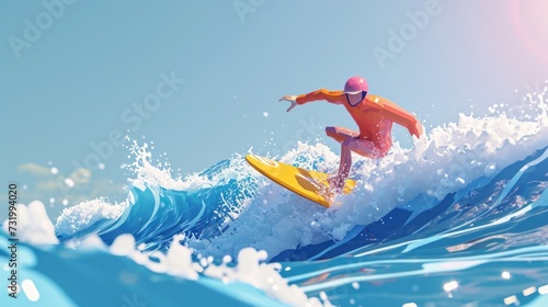 Cartoon digital avatars of Wave Rider with Board © Justlight
