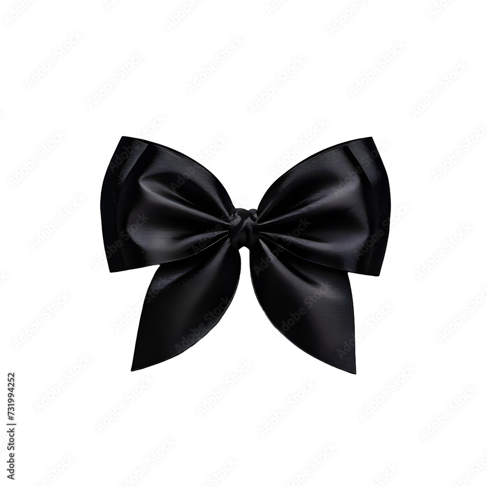 Naklejka premium realistic black bow tie isolated on white transparent background,generative ai