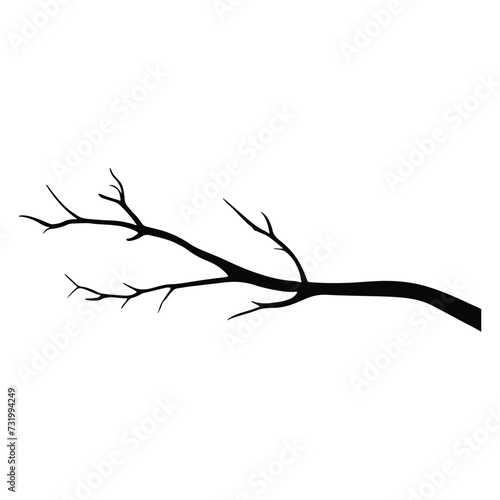 Tree branch without leaves silhouette icon vector illustration. Firewood black symbol, sign, logo. Isolated on white background.
