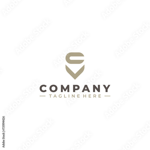 initial letter CV logo design