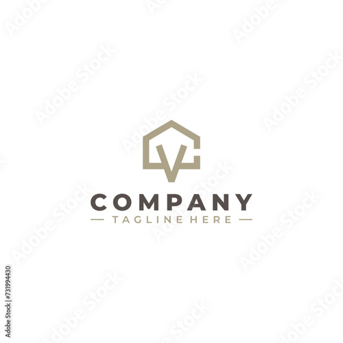 initial letter CV logo design