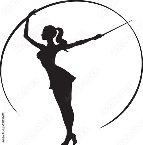 rhythmic gymnastics girl silhouette vector illustration