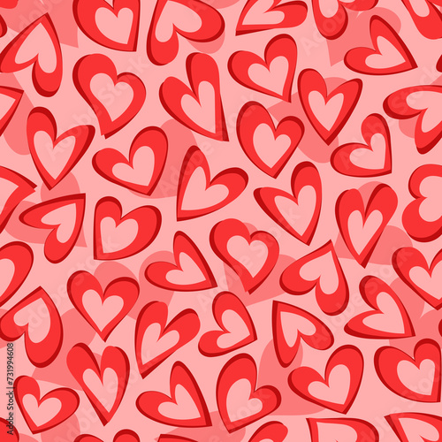 Red hearts pattern. Cute romantic hearts background print. Valentine's day holiday backdrop texture. © Yello illustration