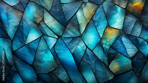 Blue stained glass background texture AI Generated