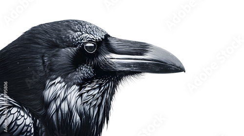 Close-up drawing of raven head isolated on transparent background photo