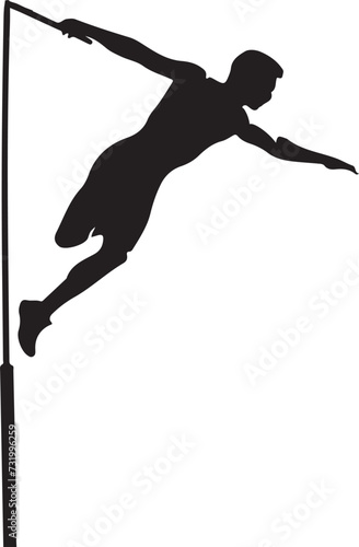 pole vault silhouette vector illustration