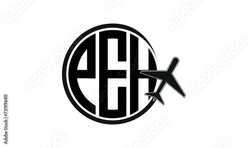 PEH three initial letter circle tour & travel agency logo design vector template. hajj Umrah agency, abstract, wordmark, business, monogram, minimalist, brand, company, flat, tourism agency, tourist
