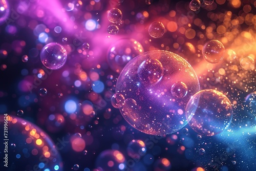 Abstract background with spheres and bubbles