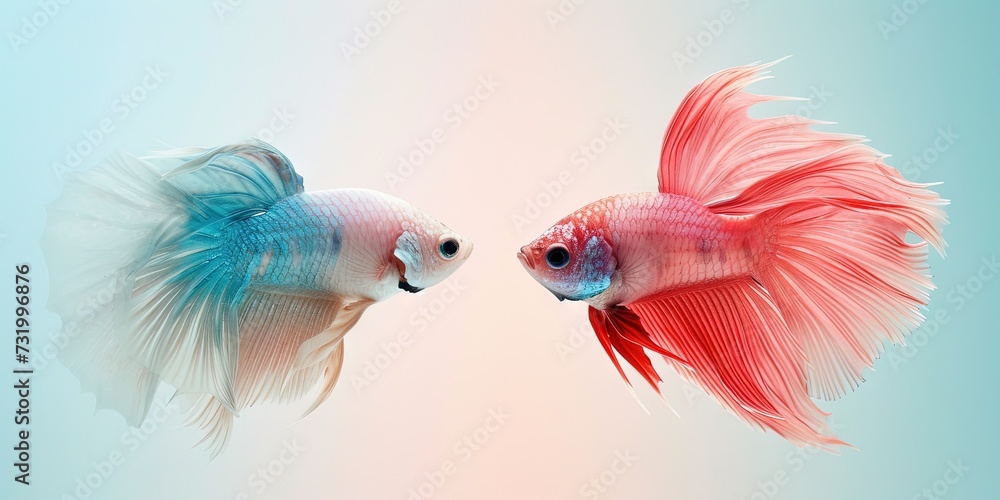 Fototapeta premium Tropical fish in love mating, 