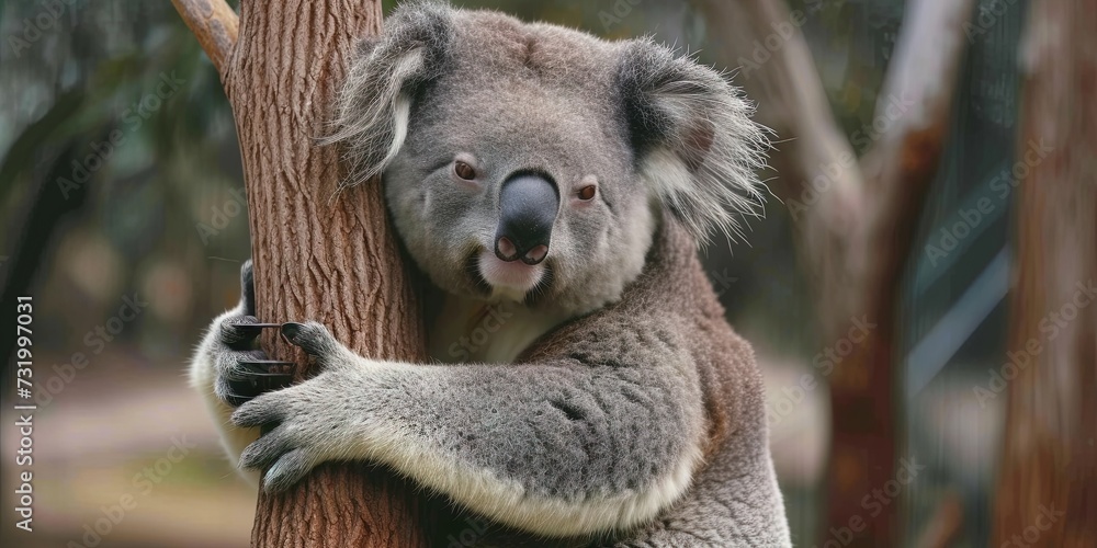Obraz premium Koala hanging in a tree