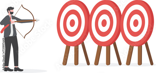 Perfection. businessman shooting target and achieve business goals

