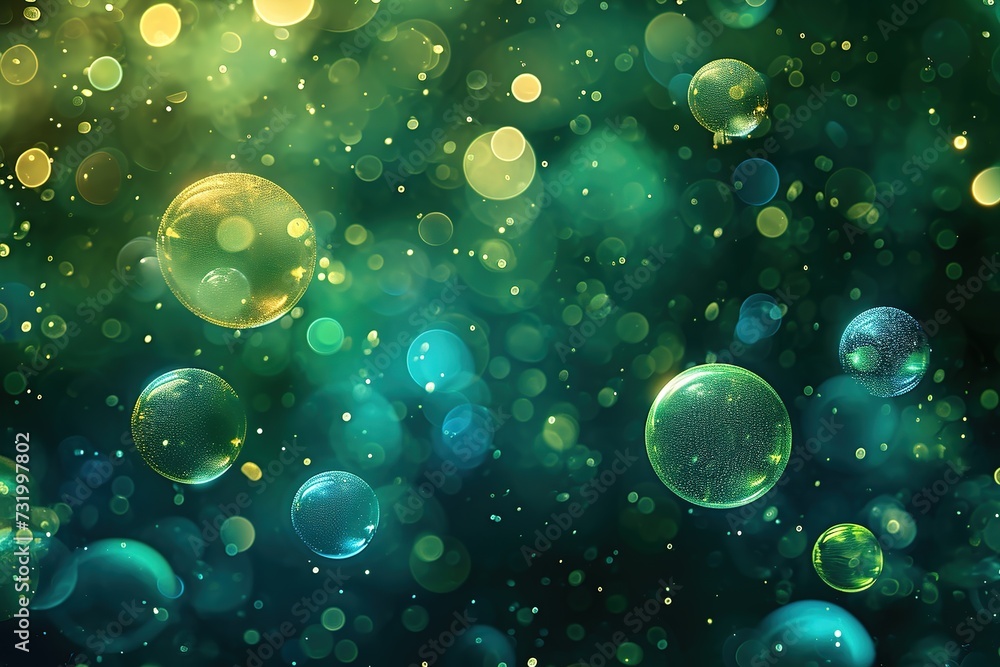 Abstract green and blue bubble background