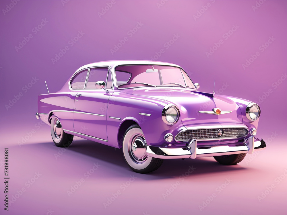 Stylized Toy Purple Retro Car with a Nostalgic Twist