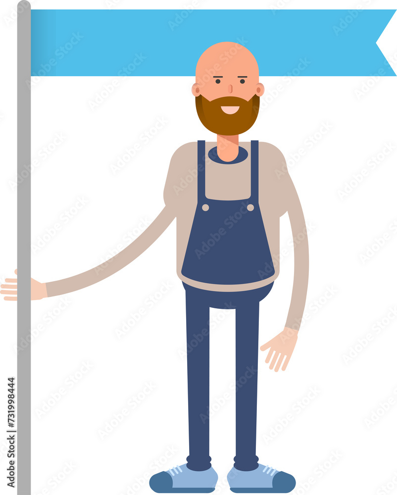Male Barista Character Holding Flag Pole
Male Barista Character Holding Flag Pole