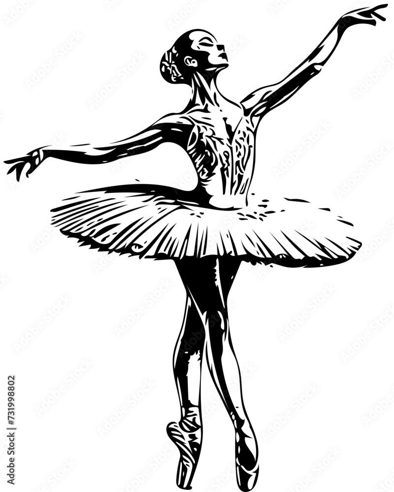 Ballerina in a Tutu Line Art Illustration Ballerina in a Tutu Line Art Illustration