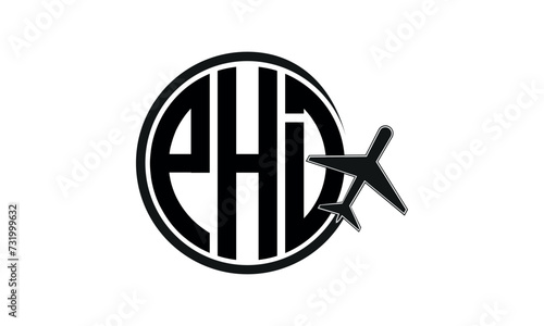 PHD three initial letter circle tour & travel agency logo design vector template. hajj Umrah agency, abstract, wordmark, business, monogram, minimalist, brand, company, flat, tourism agency, tourist