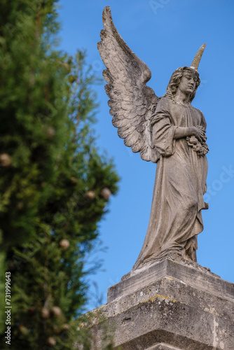 angels of the main portal  Llucmajor cemetery  Mallorca  Balearic Islands  Spain