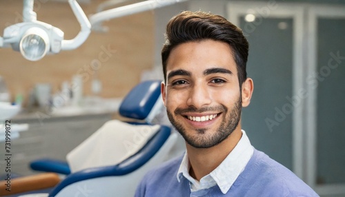 Smiling patient at a dental clinic 