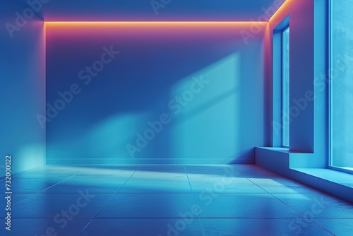 blue horizontal studio gradient wall room, Modern interior background