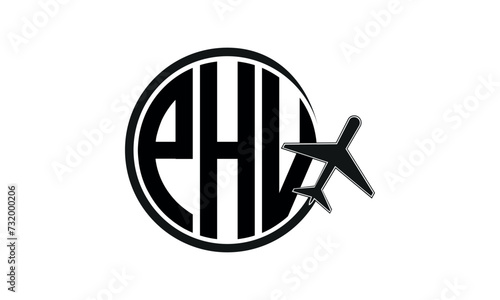 PHV three initial letter circle tour & travel agency logo design vector template. hajj Umrah agency, abstract, wordmark, business, monogram, minimalist, brand, company, flat, tourism agency, tourist