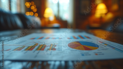 euro coins on a table, Graphs and charts in A4 many page on the table no text and white background, Ai generated image photo