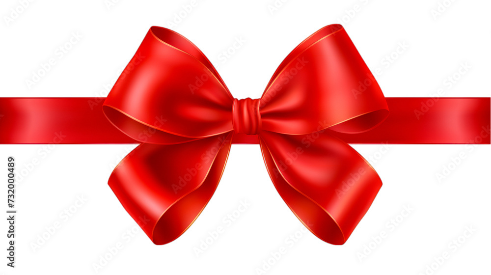 Fototapeta premium Shiny red satin ribbon isolated on transparent background